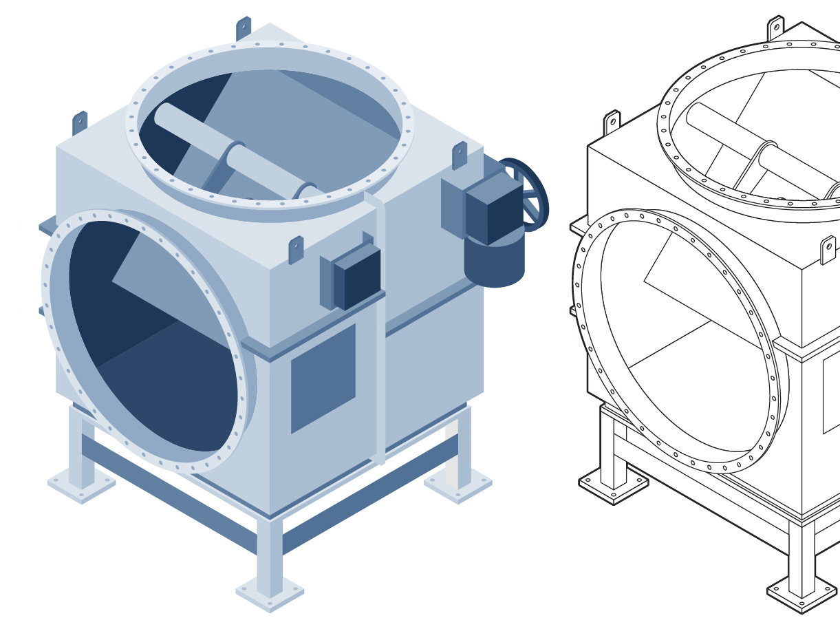 Technical Isometric Illustrations of Dampers coal illustration illustrations isometric isometric illustration isometric illustrations power plant powerplant technical drawing technical drawings technical illustration technical illustrations vector vector illustration vector illustrations