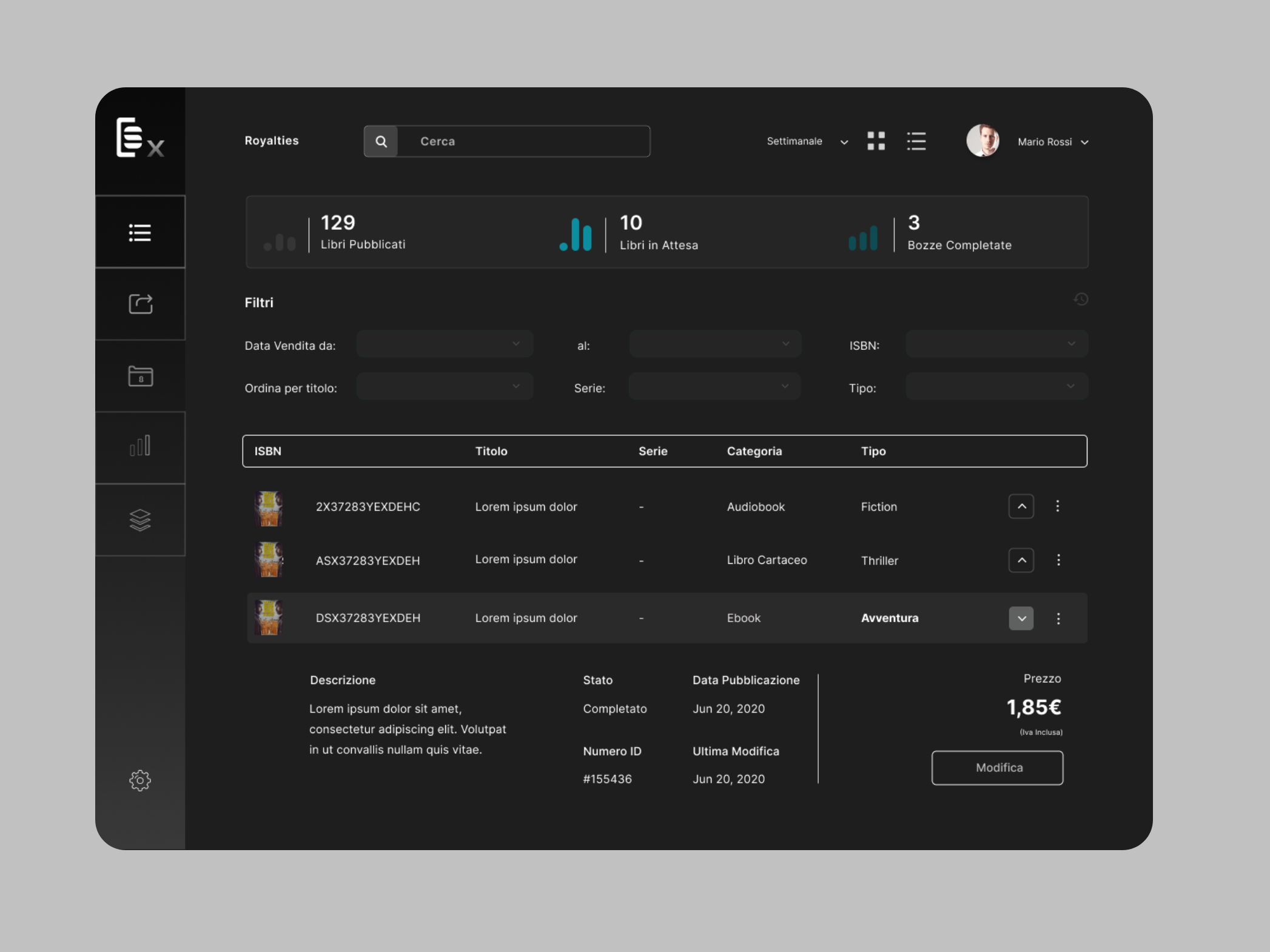 Example of Streetlib X - Dashboard