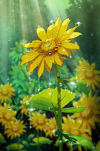 Where rain meets sunlight, beauty blossoms! design graphic design illustration vector