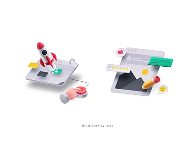 icons button calendar feedback illustration isometric plan roket