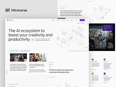 Mindverse - Brand & Website for AI Suite ai animation b2b b2c branding enterprise isometric webdesign webflow