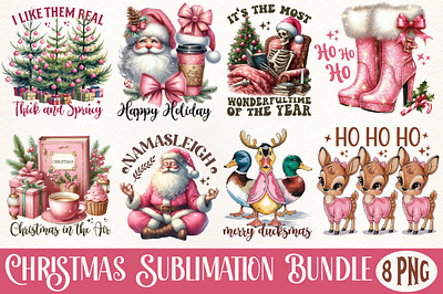 Pink Christmas Sublimation PNG Bundle animation app branding design graphic design illustration logo ui vector