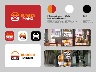 BURGER PIANO Logo branding burger business food logo logos modern restaurants simple