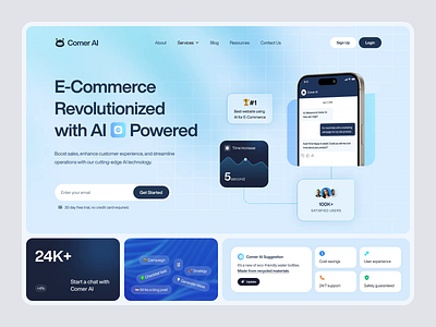 Comer AI - Ecommerce AI ai animation artificial intelligence automation b2b chatbot clean design system dipa inhouse hero section minimalist modern saas startup tech technology ui design uiux web design