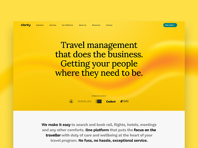 Travel Management Marketing Website animaton b2b business business travel corporate enterprise travel travel management ui ux web design web development webflow yellow