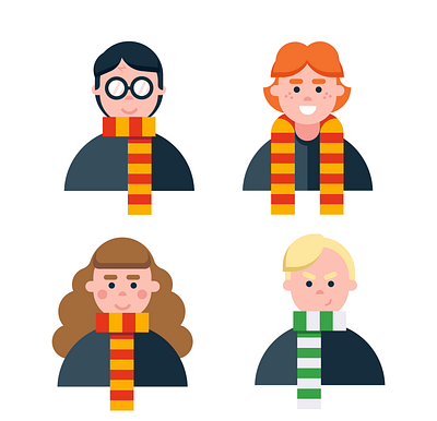 Flat Art Illustartor, Harry Potter character flat design graphic design harrypotter illustration