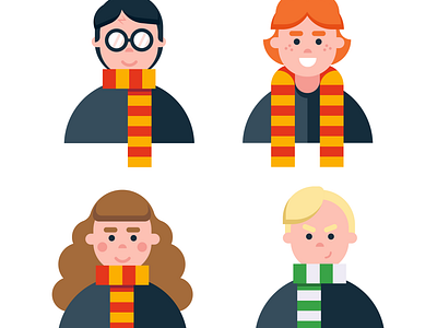 Flat Art Illustartor, Harry Potter character flat design graphic design harrypotter illustration