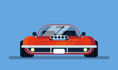 Flat Art Illustartor, Corvette car flat design graphic design illustration vector