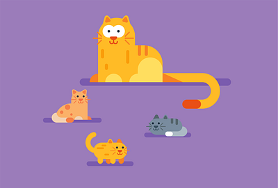 Flat Art Illustartor, Cats animal cat flat design graphic design illustration vector