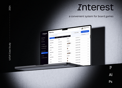Interest - a convenient system for board games app app design design mobile app saas tablet tv ui uiux ux web design