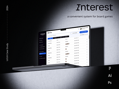 Interest - a convenient system for board games app app design design mobile app saas tablet tv ui uiux ux web design