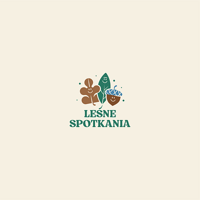 Leśne Spotkania logo acorn forest kids leaves logo workshops