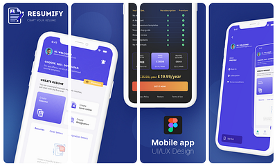 Resumify App Ui Ux app design app screen shots mobile app product design resume app resume design ui ui ux user experiences user interface design