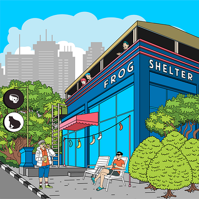 Frogshelter Store adobe illustrator artwork brand identity branding character design concept art digital art drawing freehand drawing graphic design graphic designer illustration vector design visual