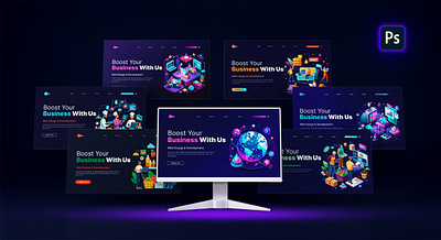 web banner design | business marketing | Shopify banner animation banner branding cover dark desıgn graphic design landing page modern neon nft professional social media banner template ui ui design user interface web banner web design website