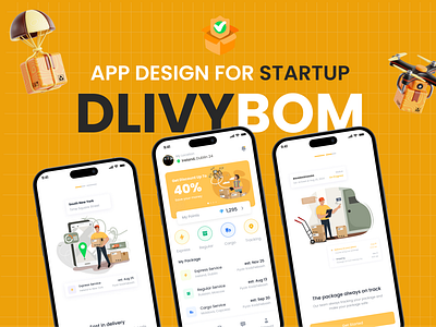 📦 Dlvybom - Shipping, Delivery & Parcel Tracking App Design 🚚 animation app app design branding delivery app design design dlivybom graphic design illustration logo mobile app design parcel tracking app shipping app ui ui design ui kits ux ux design vector wowcraftedui