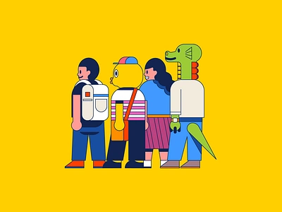 Waiting bag branding cart chicken commuter design digital dragon editorial flat icon illustration indonesia people shopping simple train vector yellow