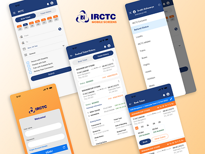 IRCTC Mobile Redesign app redesign figma graphic design illustration prototyping typography ui ux