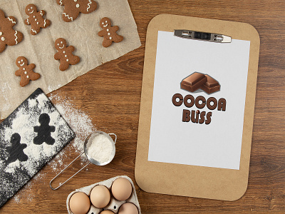 Cocoa Bliss Logo Mockup baking chocolate design food food branding homemade logodesign logomockup marketing visual identity