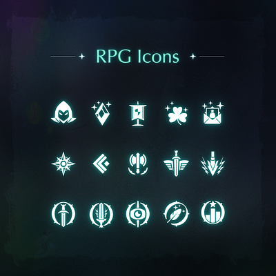 Game UI - Flat Icons branding fantasy game ui graphic design gui icon logo rpg ui ui art visual design