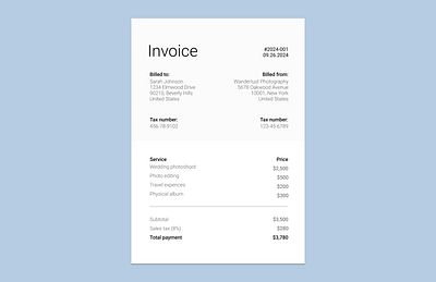 Daily UI #046 challenge dailyui invoice