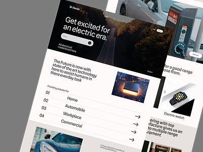 Electro- landing Page branding cars creative web design design digital design e commerce electronic graphic design landing page onboarding screen setting screen shopping website sign up ui uiux design web design web interface web ui website design