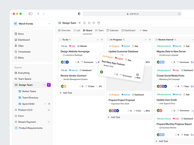 Planify - Kanban/Board View board board view clean dashboard dashboard kanban kanban view product design project management task task management dashboard