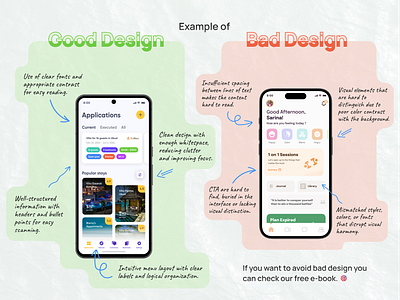 Example of bad/good design branding brigit.dev design graphic design motion graphics product saas ui ux