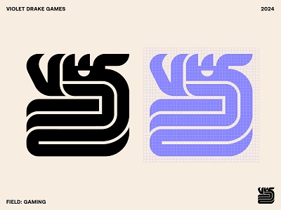 Violet Drake Games Logo draconian dragon drake fantasy flame game studio gaming icon identity logo mark medieval modernism retro serpent snake symbol typography video games violet