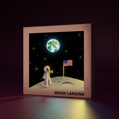 Moon Landing 3d 3d animation 3d art 3d illustration abstract art blender cgi character design cinema 4d concept art digital art environment design game art geometric art isometric low poly modeling motion graphics render stylized