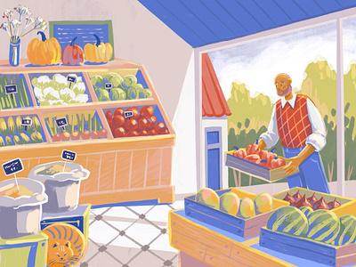 Autumn Harvest Digital Art art autumn design design studio digital art digital illustration digital painting fall farming food fruit graphic design harvest illustration illustration art illustrator market shopping vegetables visual storytelling