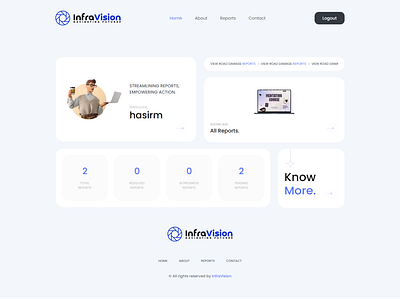 InfraVision app branding damage design detection gridx hasir infravision logo modern report road road damage detection social stylish ui uiux ux web website