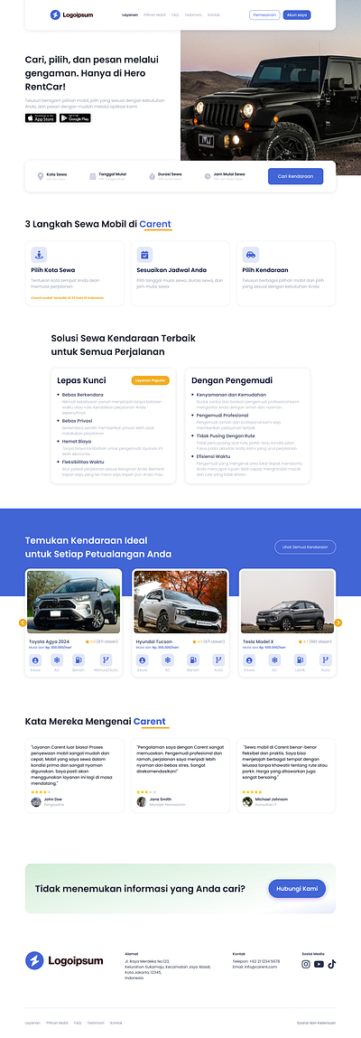 Carent - Car Rental Website UI/UX Design carrental cleanui minimaldesign uiuxdesign vehiclebooking websitedesign