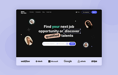 Make My Jobs - Jobs Portal Website branding concept design graphic design illustration jobportal jobsportal landing landing design landing page landing page design logo modern landing page design portal portal design ui ui design ux design website website design