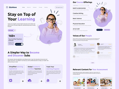 EduWave/ Education Website UI Design app design course design e learning ediucation education education app educational website figma figma design kids website learning app learning platform online course online education rifat ony ui ux website design