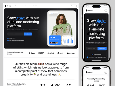 Doddly - Digital Marketing Agency Hero agency agency landing digital marketing digital marketing agency digital marketing agency landing digital marketing landing hero landing page marketing agency section uiux web design