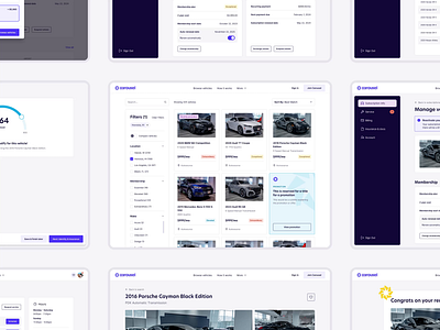 Carousel Web App app design interface inventory subscription ui ux vehicles web