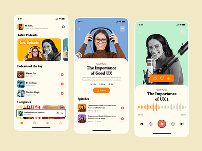 Podcast Mobile App app design design mobile mobile app podcast podcast app ui uiux