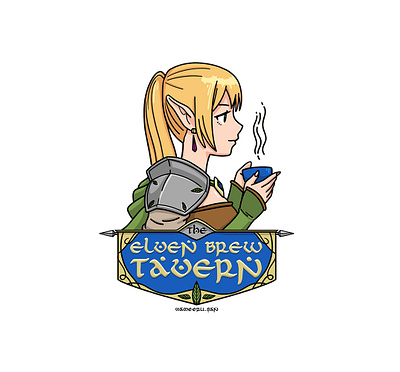 Elven Brew Tavern anime community logo elf elven japanese logo logo design lord of the rings lotr manga symbol tavern tolkien visual design