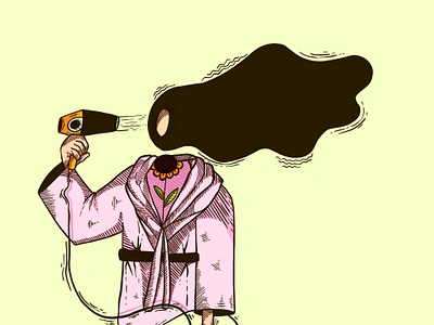 Mind Blown abstract amazing awesome bath robe conceptual hair dryer illusion illustration mind blowing mind blown perspective shower surprise women illustration