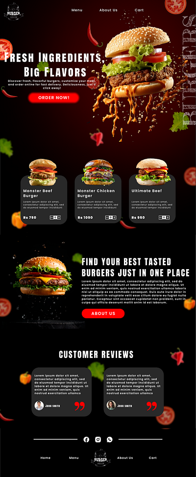 UI/UX Design for a Fresh and Wholesome Burger Shop Experience burger shop website figma landing page ui