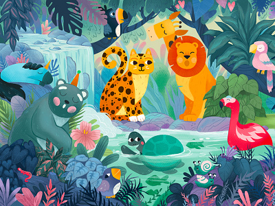 Jungle illustration animal animal illustration art brand branding digital digital art game graphic design illustration jungle jungle illustration kids kids game kids illustration