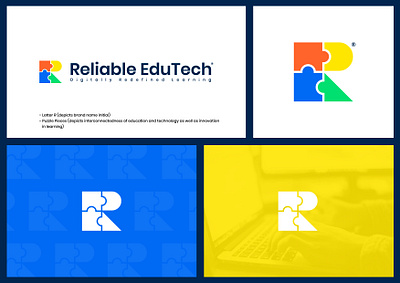 EdTech Logo (Unused Logo For Sale) branding business concept design edtech education flat founder illustration letter r logo logo design minimal monogram puzzle puzzle pieces startup symbol technology ui