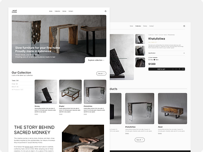 Sacred Monkey - Furniture Landing Page Exploration branding clean furniture landing page layout minimalist typography ui uiux ux visual design web design website design