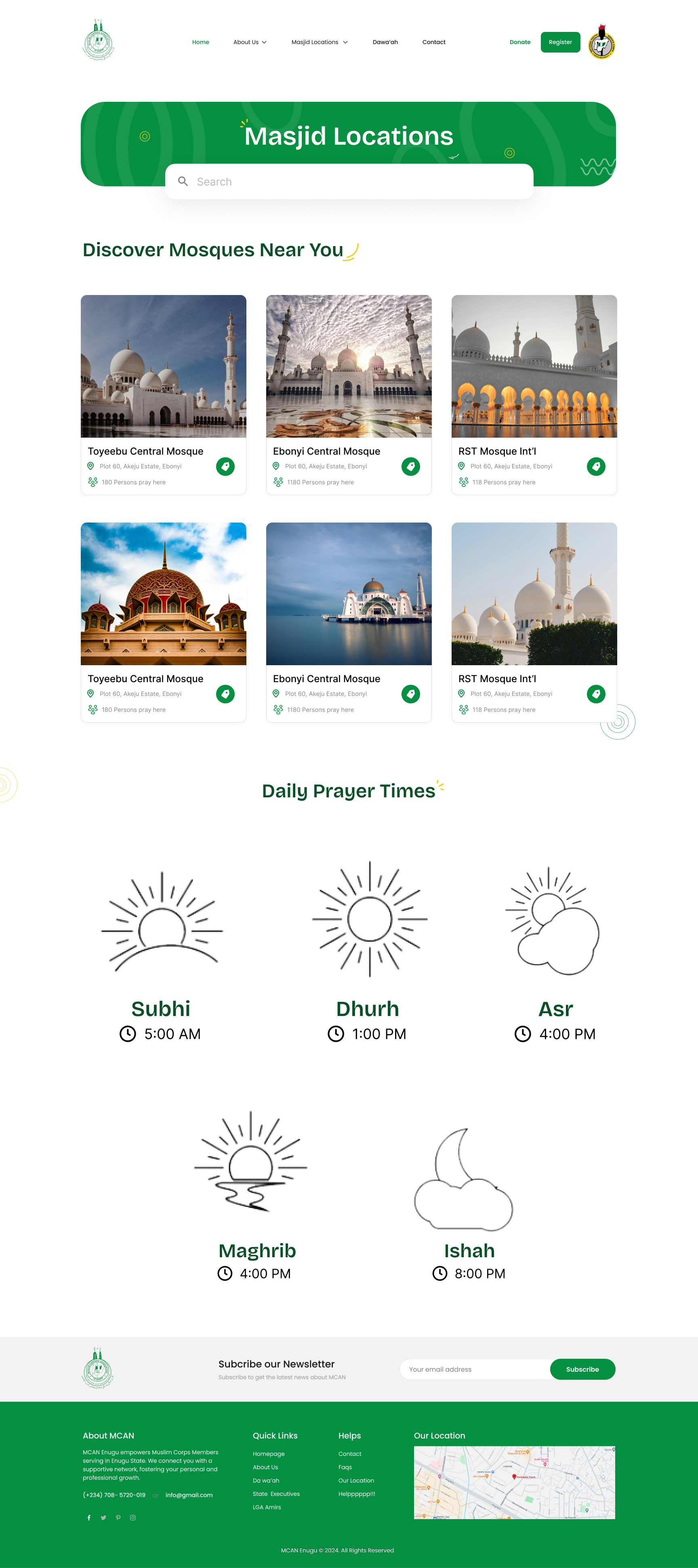 Masjid Locations in MCAN Website 3d app branding design graphic design illustration mosque motion graphics ui ui design uidesign uiux ux design website website design