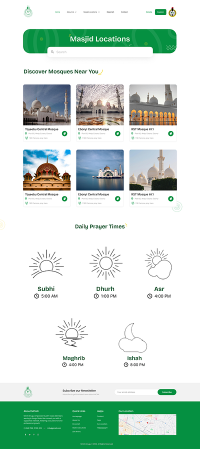 Masjid Locations in MCAN Website 3d app branding design graphic design illustration mosque motion graphics ui ui design uidesign uiux ux design website website design