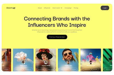 Bloomup - Influencer Marketing platform 2024 agency website app best ui design campaign design dribbble illustration influencer landingpagedesign marketing ui ux website design