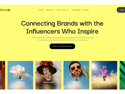 Bloomup - Influencer Marketing platform 2024 agency website app best ui design campaign design dribbble illustration influencer landingpagedesign marketing ui ux website design