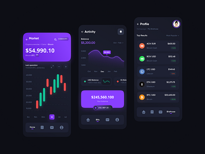 📊 Mobile app design for crypto | Hyperactive app app design application crypto currency dark dashboard design diagram graphic design hyperactive interface mobile mobile design money product design ui ux wallet web design