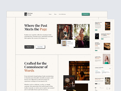 Heritage & Ink - Landing Page book fountainpen journal landingpage retro stationery uidesign vintage webdesign website